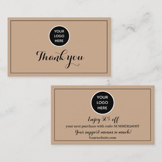 Rustieke kraft Logo Dank u Business Reward Punch Klantenkaartje (Voorkant / Achterkant)