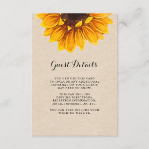 Rustieke Kraft Look met Bloem Guest Details Informatiekaartje