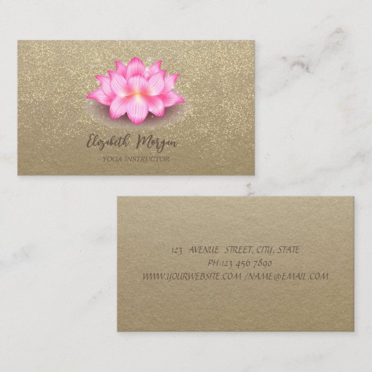 Rustieke Kraft, Lotus, Gouden Confetti Violet Lotu Visitekaartje (Voorkant / Achterkant)