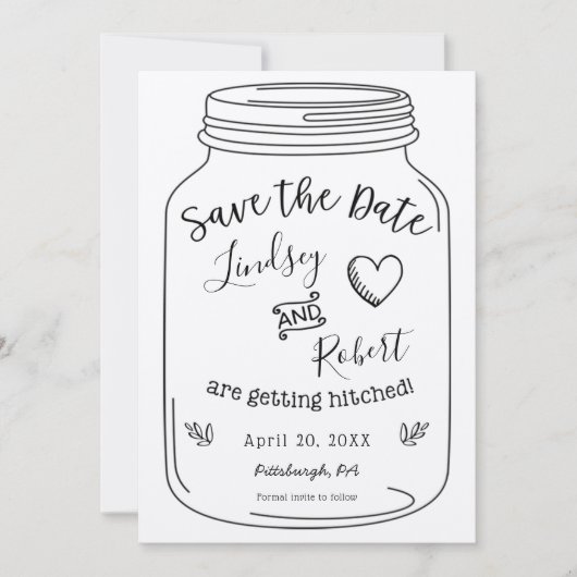 Rustieke Kraft Mason Jar Save the Date Kaart (Voorkant)