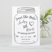 Rustieke Kraft Mason Jar Save the Date Kaart (Staand voorkant)