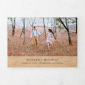 Rustieke Kraft minimaal 3 in 1 Fotocollage Bruilof Drieluik Uitnodiging (Cover)