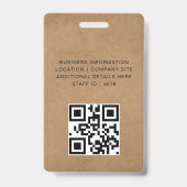 Rustieke Kraft Minimaal QR Personeelsidentiteit Badge (Achterkant)