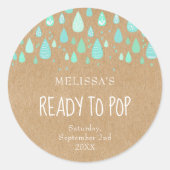 Rustieke Kraft Mintgroene Regendruppels Gaan Sprin Ronde Sticker (Voorkant)