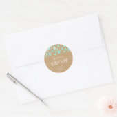 Rustieke Kraft Mintgroene Regendruppels Gaan Sprin Ronde Sticker (Envelop)