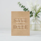 Rustieke Kraft Moderne Elegante Chic Bewaar de Dat Briefkaart (Staand voorkant)