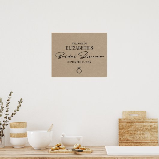 Rustieke Kraft moderne script bruiloftsshower welk Poster (Keuken)