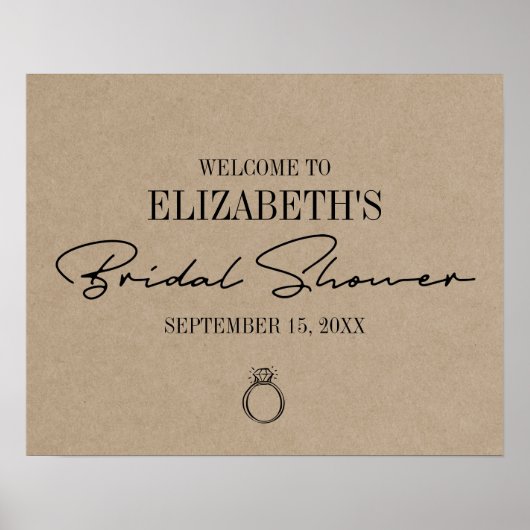 Rustieke Kraft moderne script bruiloftsshower welk Poster (Voorkant)