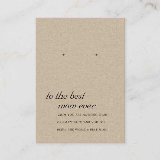 RUSTIEKE KRAFT MOM CADEAU OORBEL DISPLAY KAART PLAATSKAARTJE (Voorkant)