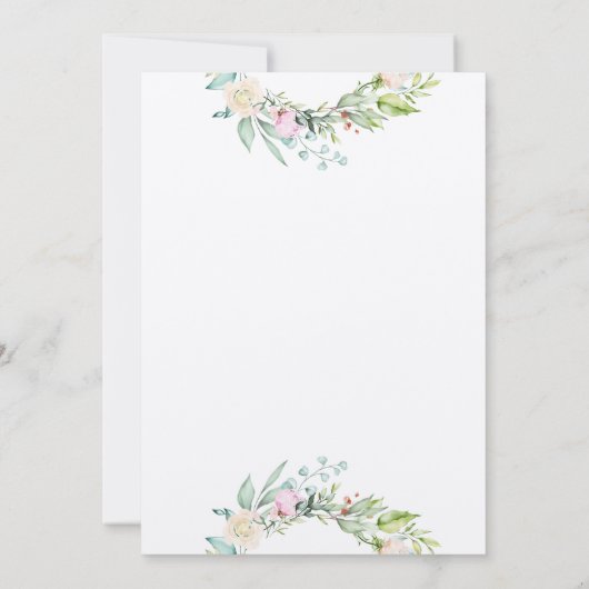 Rustieke Kraft Monogram Rozen Bloemen Bruiloft Kaart (Achterkant)