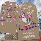 Rustieke Kraft Mountain Dog Merry & Bright Sleddin Cadeaulabel