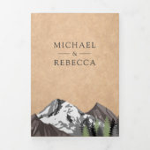 rustieke Kraft Mountain Forest foto bruiloft Drieluik Uitnodiging (Cover)