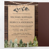 Rustieke Kraft Mountain Forest Foto Collage Bruilo Drieluik Uitnodiging (Binnenzijde eerst)