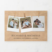 Rustieke Kraft Mountain Forest String Lights Bruil Drieluik Uitnodiging (Cover)