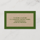 Rustieke Kraft Natuurlijke Groene Eenvoudige Basis Visitekaartje (Achterkant)