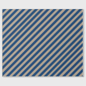 Rustieke Kraft Navy Blue Wide Stripe Vakantie Cadeaupapier (Vlak)
