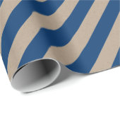 Rustieke Kraft Navy Blue Wide Stripe Vakantie Cadeaupapier (Rol Hoek)