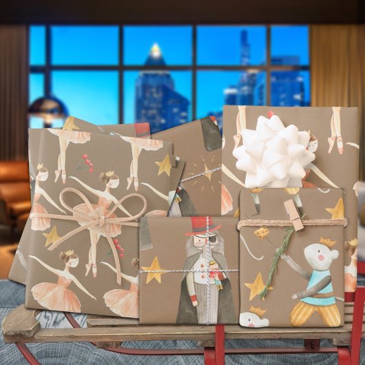 Rustieke Kraft Notenkraker Ballet Kerstvakantie Inpakpapier Vel