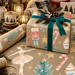 Rustieke Kraft Notenkraker Kerst Groot Cadeaupapier