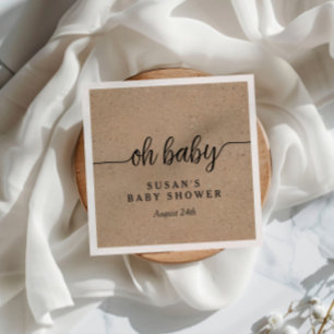 Rustieke Kraft Oh Baby shower gepersonaliseerd Servet