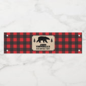Rustieke Kraft Paper Look Buffalo Plaid en Beer Waterfles Etiket (Enkel label)
