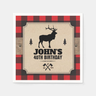 Rustieke Kraft Paper Look Buffalo Plaid met Elk Servet