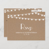 Rustieke Kraft Paper String Lights Wedding RSVP Uitnodiging Briefkaart (Voorkant / Achterkant)