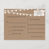 Rustieke Kraft Paper String Lights Wedding RSVP Uitnodiging Briefkaart (Achterkant)