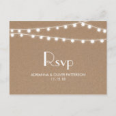 Rustieke Kraft Paper String Lights Wedding RSVP Uitnodiging Briefkaart (Voorkant)