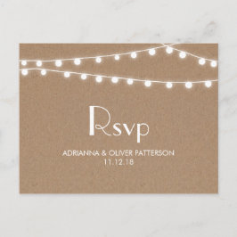 Rustieke Kraft Paper String Lights Wedding RSVP Uitnodiging Briefkaart