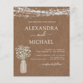 Rustieke Kraft Papier Baby's Breath Jar Bruiloft (Voorkant)