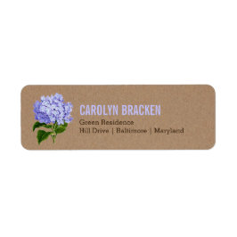 Rustieke Kraft Papier Blauw Hydrangea Bloemen Brui Etiket