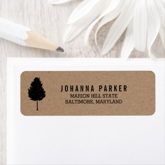 Rustieke Kraft Papier Bos Boom Bruiloft Etiket (Insitu)