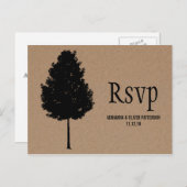 Rustieke Kraft Papier Bos Boom Bruiloft RSVP Uitnodiging Briefkaart (Voorkant / Achterkant)