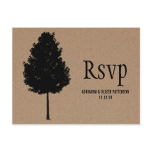 Rustieke Kraft Papier Bos Boom Bruiloft RSVP