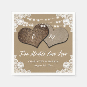 Rustieke Kraft Papier Burlap Kant Monogram Bruilof Servet