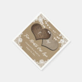 Rustieke Kraft Papier Burlap Kant Monogram Bruilof Servet (Hoek)