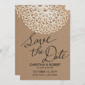 Rustieke Kraft Papier Kanten Save The Date Typogra Kaart (Voorkant / Achterkant)