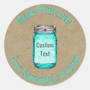 Rustieke Kraft Papier Keuken Mason Jar Aangepaste  Ronde Sticker