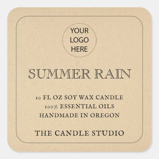 Rustieke  Kraft papier Logo Candle Label (Voorkant)
