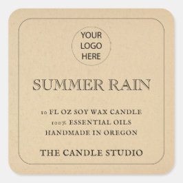 Rustieke Kraft papier Logo Candle Label