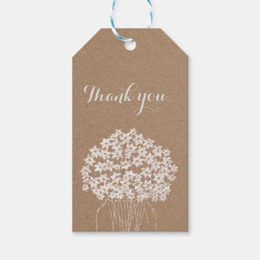 Rustieke Kraft Papier Mason Jar Bloemen Bruiloft Cadeaulabel (Voorkant)