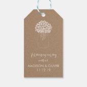 Rustieke Kraft Papier Mason Jar Bloemen Bruiloft Cadeaulabel (Achterkant)