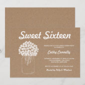 Rustieke Kraft Papier Mason Jar Bloemen Sweet Sixt Kaart (Voorkant / Achterkant)