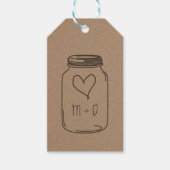 Rustieke Kraft Papier Mason Jar Hart Bruiloft Cadeaulabel (Voorkant)