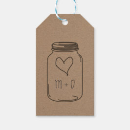 Rustieke Kraft Papier Mason Jar Hart Bruiloft Cadeaulabel