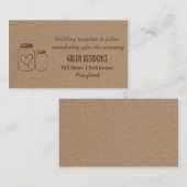 Rustieke Kraft Papier Mason Jar Hart Wedding Inser Informatiekaartje (Voorkant / Achterkant)