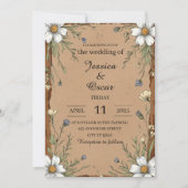 Rustieke Kraft Papier met Wildflowers Wedding Kaart (Voorkant)
