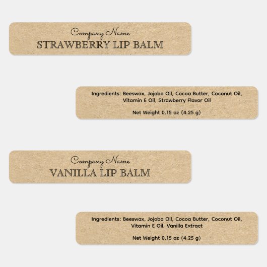 Rustieke Kraft Papier Stijl Lip Balm Business Cust Labels (Groep)