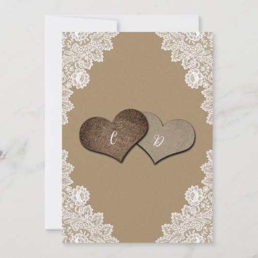 Rustieke Kraft Papier String Lights Kant Bruiloft Kaart (Achterkant)